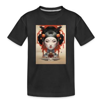 Geisha Manga Frau - Kinder Premium Bio T-Shirt - Schwarz - Vorne