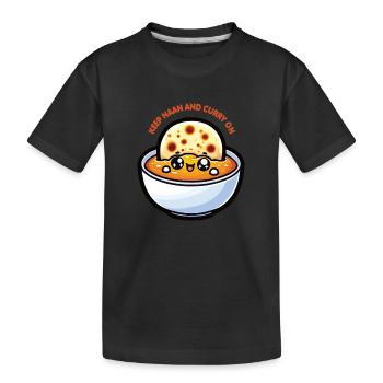 Kawaii « Keep Naan and Curry on » Design - T-shirt bio Premium Enfant - noir - Devant