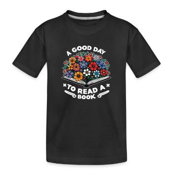 Ein Guter Tag, ein Buch zu lesen - Kinder Premium Bio T-Shirt - Schwarz - Vorne