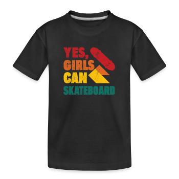 Cool Skateboard Longboard Skater Girl - Kids' Premium Organic T-Shirt - black - Front