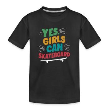 Cool Skateboard Longboard Skater Girl - Kids' Premium Organic T-Shirt - black - Front