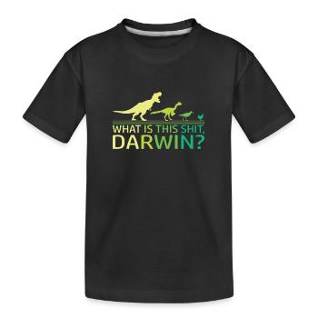 Drôle d’évolution Dino dinosaure Darwin T-Rex - T-shirt bio Premium Enfant - noir - Devant