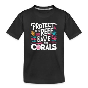Schütze die Riffe Rette die Korallen Ozeanliebhaber - Kinder Premium Bio T-Shirt - Schwarz - Vorne