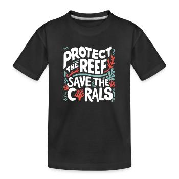 Schütze die Riffe Rette die Korallen Ozeanliebhaber - Kinder Premium Bio T-Shirt - Schwarz - Vorne