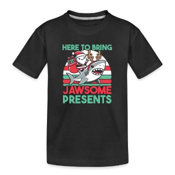 Hier, um Jawsome Geschenke zu bringen Weihnachten Wortspiel Hai - Kinder Premium Bio T-Shirt - Schwarz - Vorne