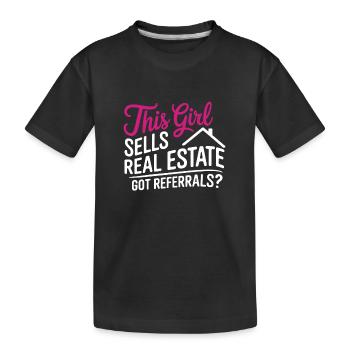 Dieses Mädchen verkauft Immobilienmaklerin Verkäuferin und sagt - Kinder Premium Bio T-Shirt - Schwarz - Vorne
