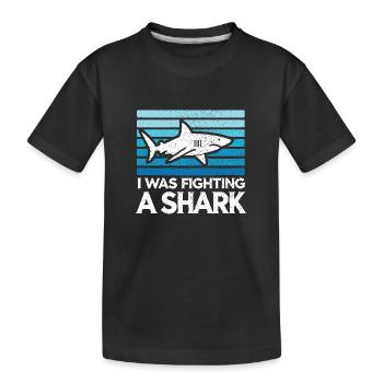 Ich kämpfte gegen einen Hai Lustige Verletzung Witz Sarkasmus - Kinder Premium Bio T-Shirt - Schwarz - Vorne