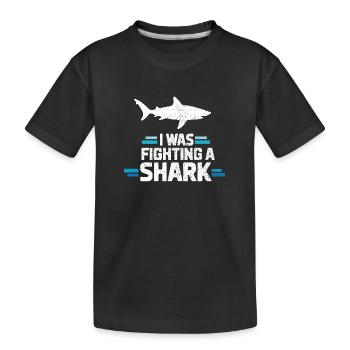 Ich kämpfte gegen einen Hai Lustige Verletzung Witz Sarkasmus - Kinder Premium Bio T-Shirt - Schwarz - Vorne