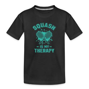 Squash ist mein Therapy Funny Squash Player - Kinder Premium Bio T-Shirt - Schwarz - Vorne