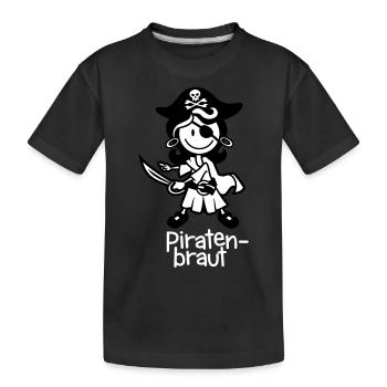vl086d_piratenbraut_2c_schrift - Kinder Premium Bio T-Shirt - Schwarz - Vorne