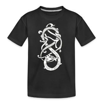 "Future is open, trust in the Gods." - Kids' Premium Organic T-Shirt - black - Front