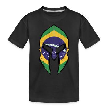 drapeau du Brésil dans le casque du guerrier spartiate - T-shirt bio Premium Enfant - noir - Devant