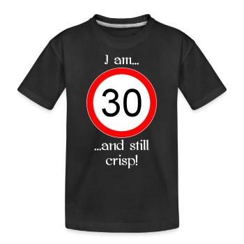 30 years and crisp script white - Kids' Premium Organic T-Shirt - black - Front