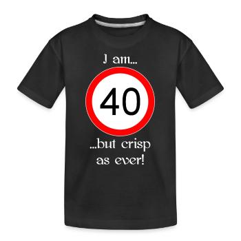 40 years but crisp script white - Kids' Premium Organic T-Shirt - black - Front