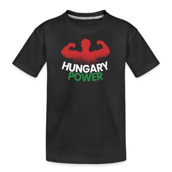 Ungarn Hungary Flagge Power Ungarisch Stolz - Kinder Premium Bio T-Shirt - Schwarz - Vorne