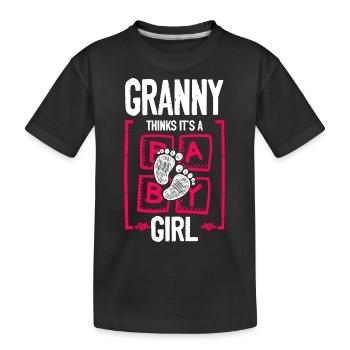 Granny Thinks It's a Girl Gender Reveal Funny - Kids' Premium Organic T-Shirt - black - Front