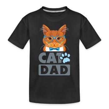 Chat gingembre intelligent avec des lunettes bleues. Papa chat - T-shirt bio Premium Enfant - noir - Devant