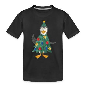 Christmas Penguin Christmas Tree South Pole - Kids' Premium Organic T-Shirt - black - Front
