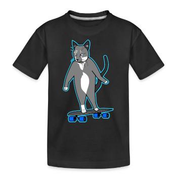 Longboard Cat Bored Skating Cat Neon - T-shirt bio Premium Enfant - noir - Devant