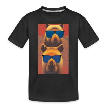 Cool Alpacas Portrait of Alpacas with sunglasses - Kids' Premium Organic T-Shirt - black - Front