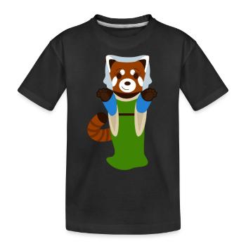 Red panda dressed as a Renaissance woman - Kids' Premium Organic T-Shirt - black - Front