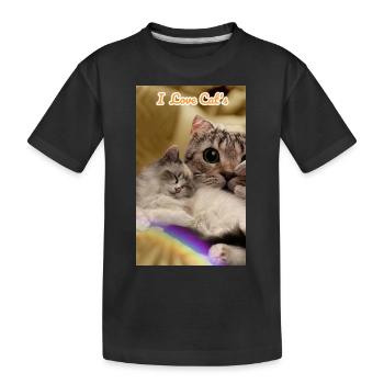 Homesaleor Love Cat's - Kinder Premium Bio T-Shirt - Schwarz - Vorne