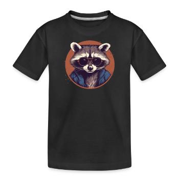 Waschbär Sonnenbrille Schupp Ringelschwanz - Kinder Premium Bio T-Shirt - Schwarz - Vorne