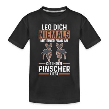 Hund Pinscher - Kinder Premium Bio T-Shirt - Schwarz - Vorne