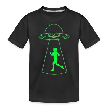 Ufo und Joggerin - Kinder Premium Bio T-Shirt - Schwarz - Vorne