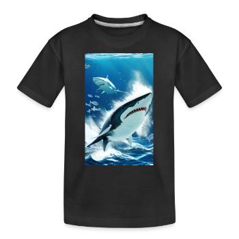 Hai | Weißer Hai | Meerestier | Fisch - Kinder Premium Bio T-Shirt - Schwarz - Vorne