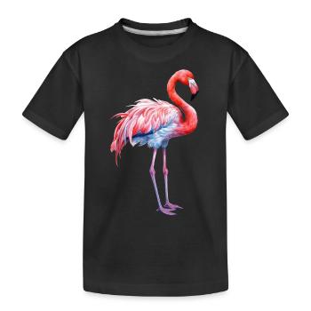 rosa Flamingo, Sommerzeit Urlaubszeit Strand Meer - Kinder Premium Bio T-Shirt - Schwarz - Vorne