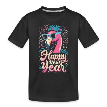 Bonne année avec Flamingo Charm - T-shirt bio Premium Enfant - noir - Devant