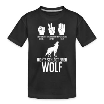 Tier Waldtier Wolf - Kinder Premium Bio T-Shirt - Schwarz - Vorne