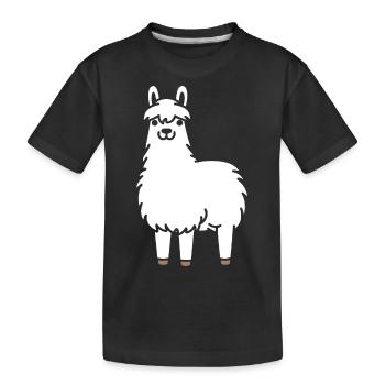 Lama - Kinder Premium Bio T-Shirt - Schwarz - Vorne