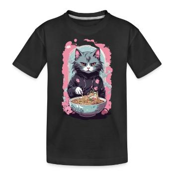 Anime Ramen Cat Japanese Noodle Soups Art - Kids' Premium Organic T-Shirt - black - Front