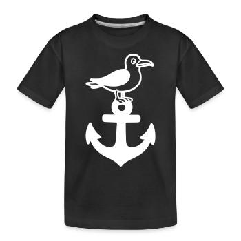 Anker Möwe Hafen - Kinder Premium Bio T-Shirt - Schwarz - Vorne