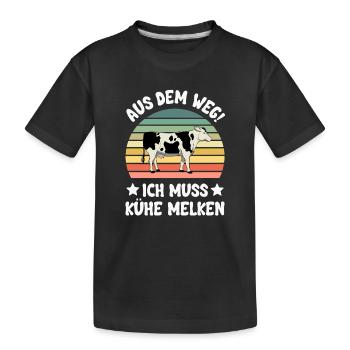 Kuh Kühe - Kinder Premium Bio T-Shirt - Schwarz - Vorne