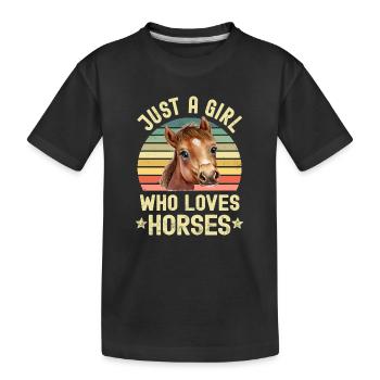Horse Horses - Kids' Premium Organic T-Shirt - black - Front
