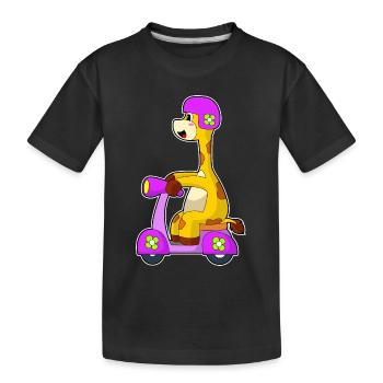 Giraffe Motorroller - Kinder Premium Bio T-Shirt - Schwarz - Vorne