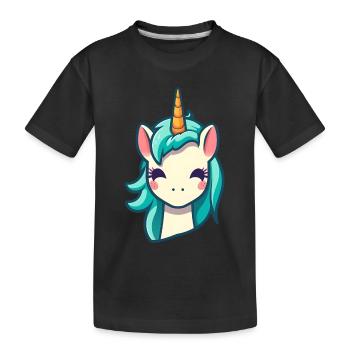 Cute unicorn in blue | Unicorn - Kids' Premium Organic T-Shirt - black - Front