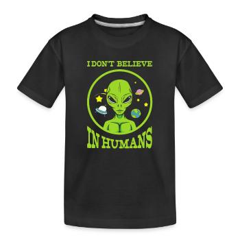 UFO, fliegende Untertasse, UFO - Kinder Premium Bio T-Shirt - Schwarz - Vorne