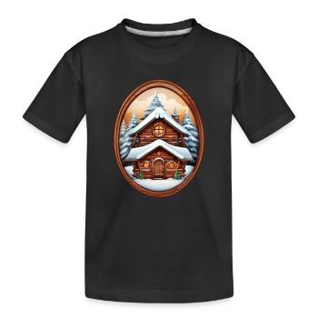 Cabane en bois, maison de Noël - T-shirt bio Premium Enfant - noir - Devant