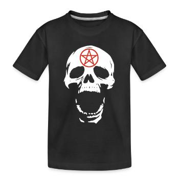 Crâne blanc et pentagramme rouge - T-shirt bio Premium Enfant - noir - Devant
