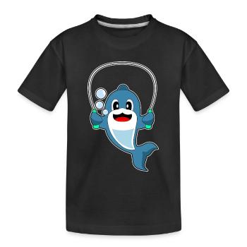 Delfin Seilspringen Springseil Fitness - Kinder Premium Bio T-Shirt - Schwarz - Vorne