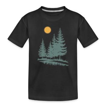 Sonnenbeschienene Kiefern-Silhouette - Kinder Premium Bio T-Shirt - Schwarz - Vorne