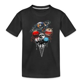 Planet Cream Scoop - Space Galaxy Science - Kids' Premium Organic T-Shirt - black - Front