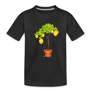 Motif de citronnier méditerranéen en pot - T-shirt bio Premium Enfant - noir - Devant