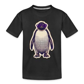 Pinguin mit Sonnenbrille - Kinder Premium Bio T-Shirt - Schwarz - Vorne