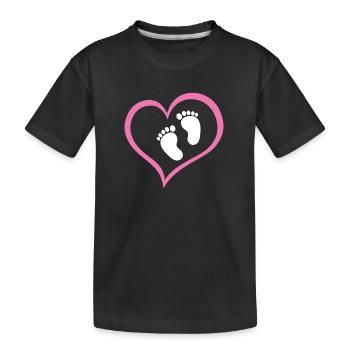 Baby Girl Fußabdruck mit Herz - Kinder Premium Bio T-Shirt - Schwarz - Vorne