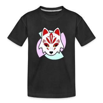 Kitsune Maske - Kinder Premium Bio T-Shirt - Schwarz - Vorne